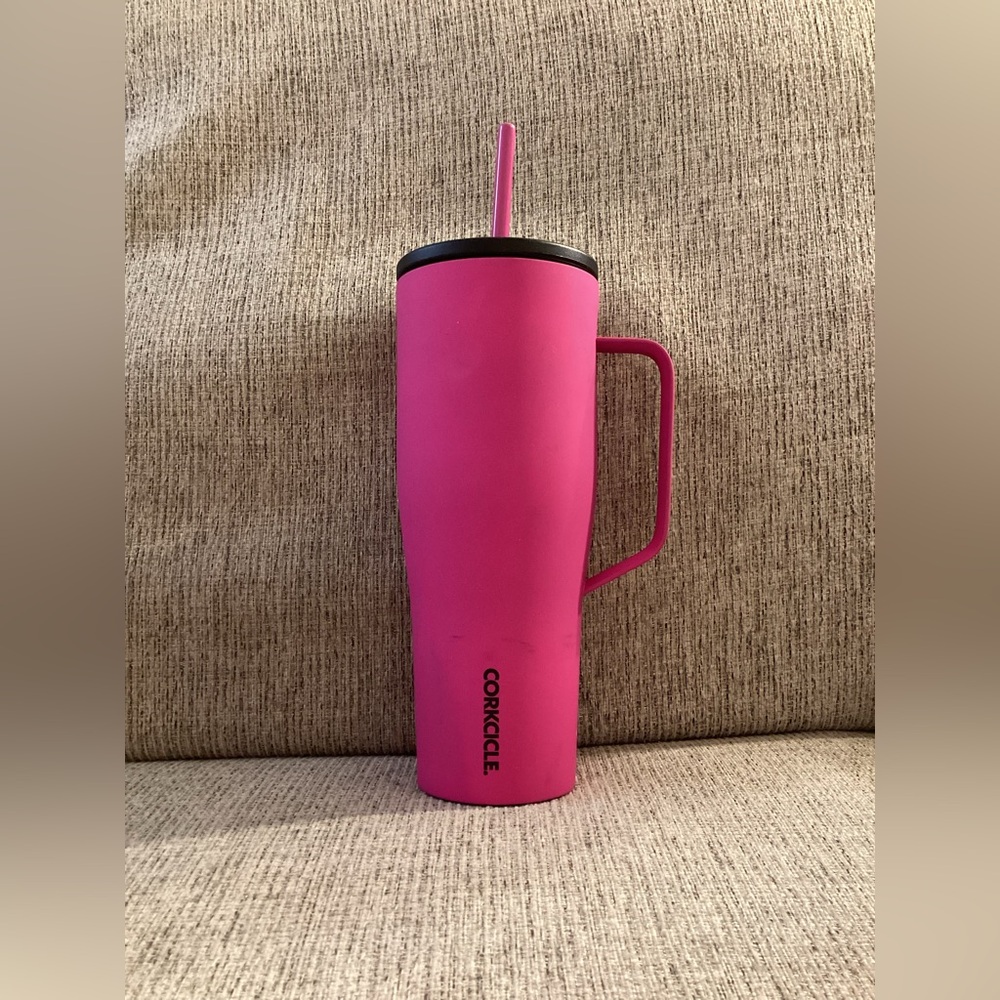 Corkcicle Pink Tumbler with Handle